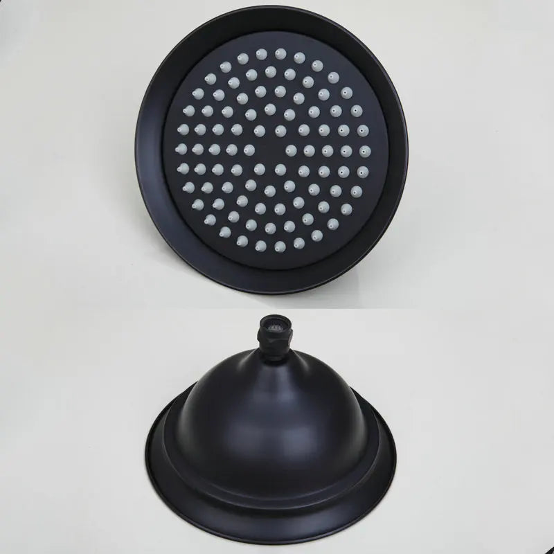 DecorBites™ 8" Black Rain Shower Head Set with Hand Spray and Mixer Faucet