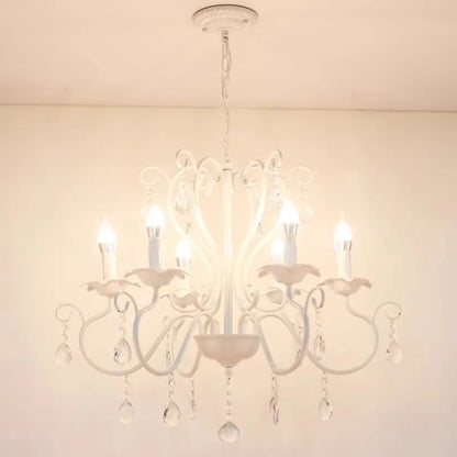DecorBites™ Black White Metal Chandelier with Crystal Pendants for Elegant Home Lighting