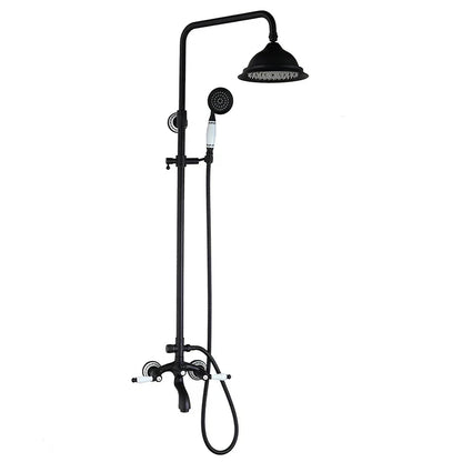 DecorBites™ 8" Black Rain Shower Head Set with Hand Spray and Mixer Faucet
