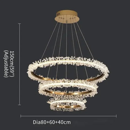 DecorBites™ Crystal Gold Ring LED Chandelier for Home Decoration Luxurious Living Room Dining Bedroom
