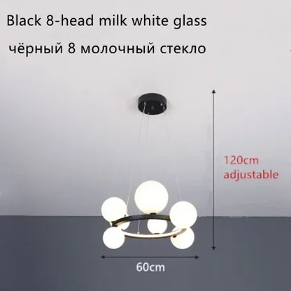 DecorBites™ Glass Ball LED Chandelier: Modern Nordic Style for Living, Dining, Kitchen, Study