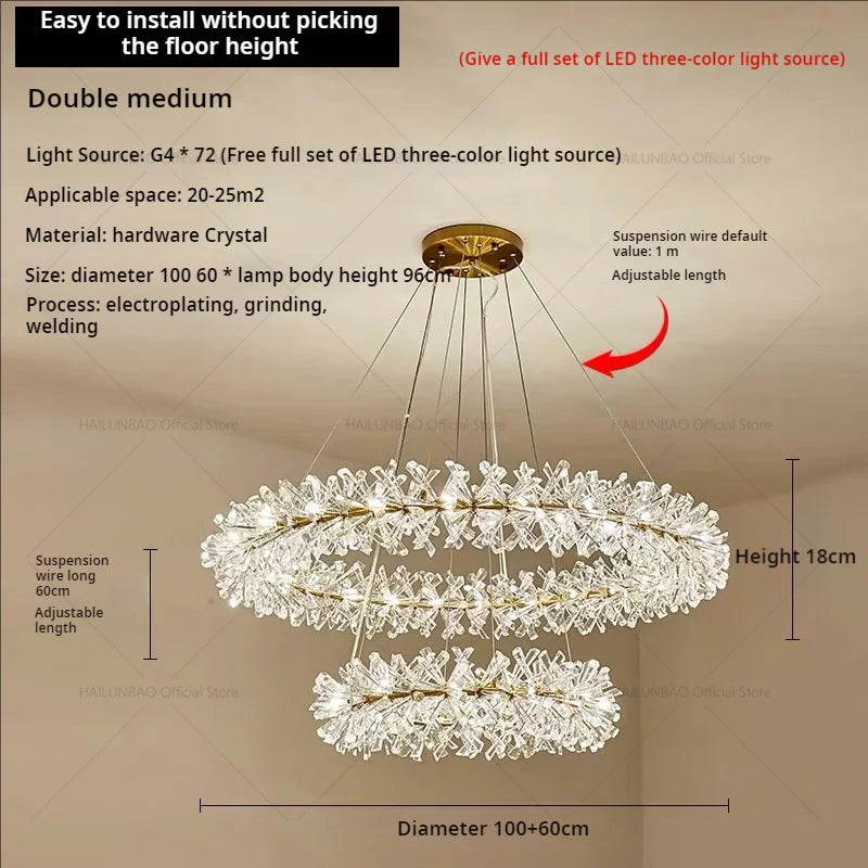 DecorBites™ Crystal Chandelier for Living and Dining Room High-End Elegant Bedroom Lighting