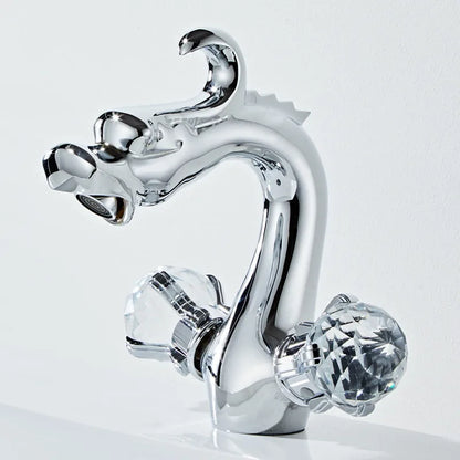 DecorBites™ Gold Crystal Double Handle Basin Faucet for Bathroom Sink Mixer Tap