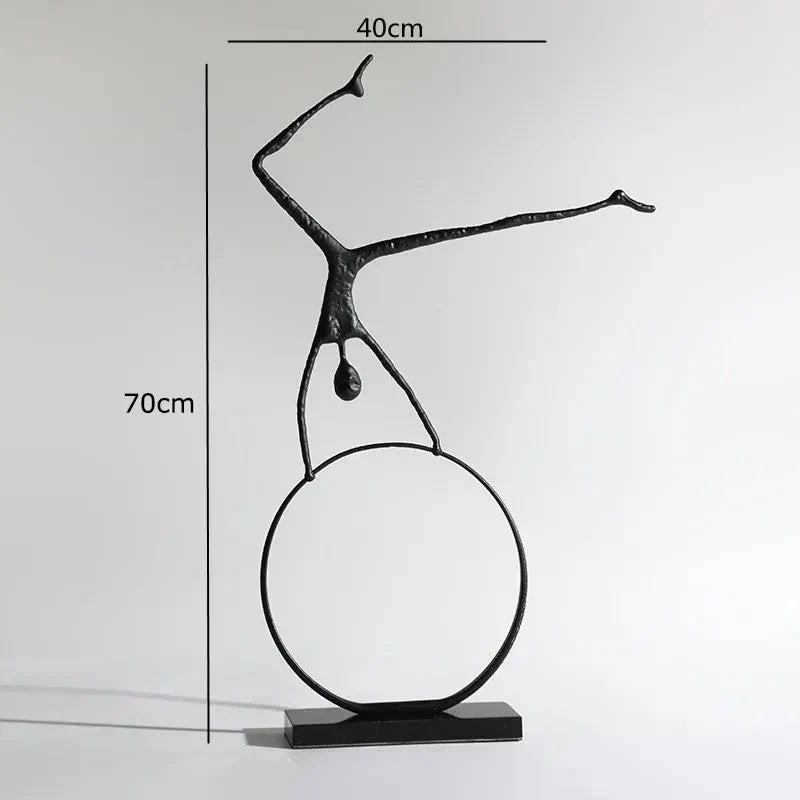 DecorBites™ Black Metal Sports Figure Sculpture for Elegant Home Decor