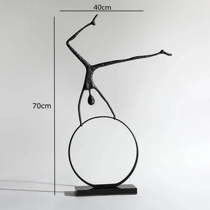 DecorBites™ Black Metal Sports Figure Sculpture for Elegant Home Decor