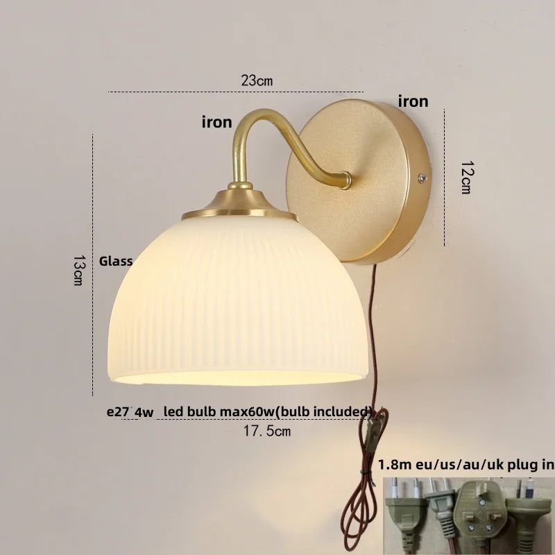 DecorBites™ LED Glass Wall Sconce Pull Chain Switch Modern Stair Light Fixtures