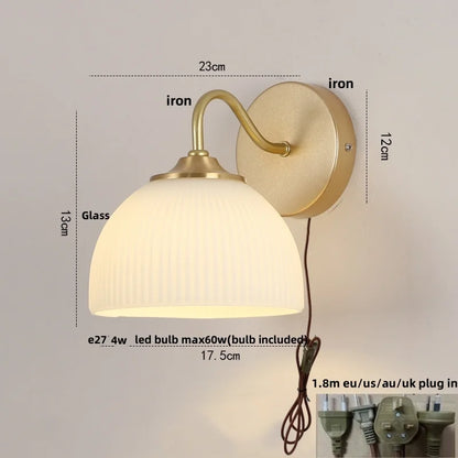 DecorBites™ LED Glass Wall Sconce Pull Chain Switch Modern Stair Light Fixtures