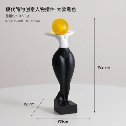 DecorBites™ Abstract Art Female Body Decor Figurines Black White Resin Home Decor