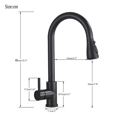 DecorBites™ Black Pull Out Kitchen Sink Faucet - Deck Mounted Stream Sprayer Kitchen Mixer Tap