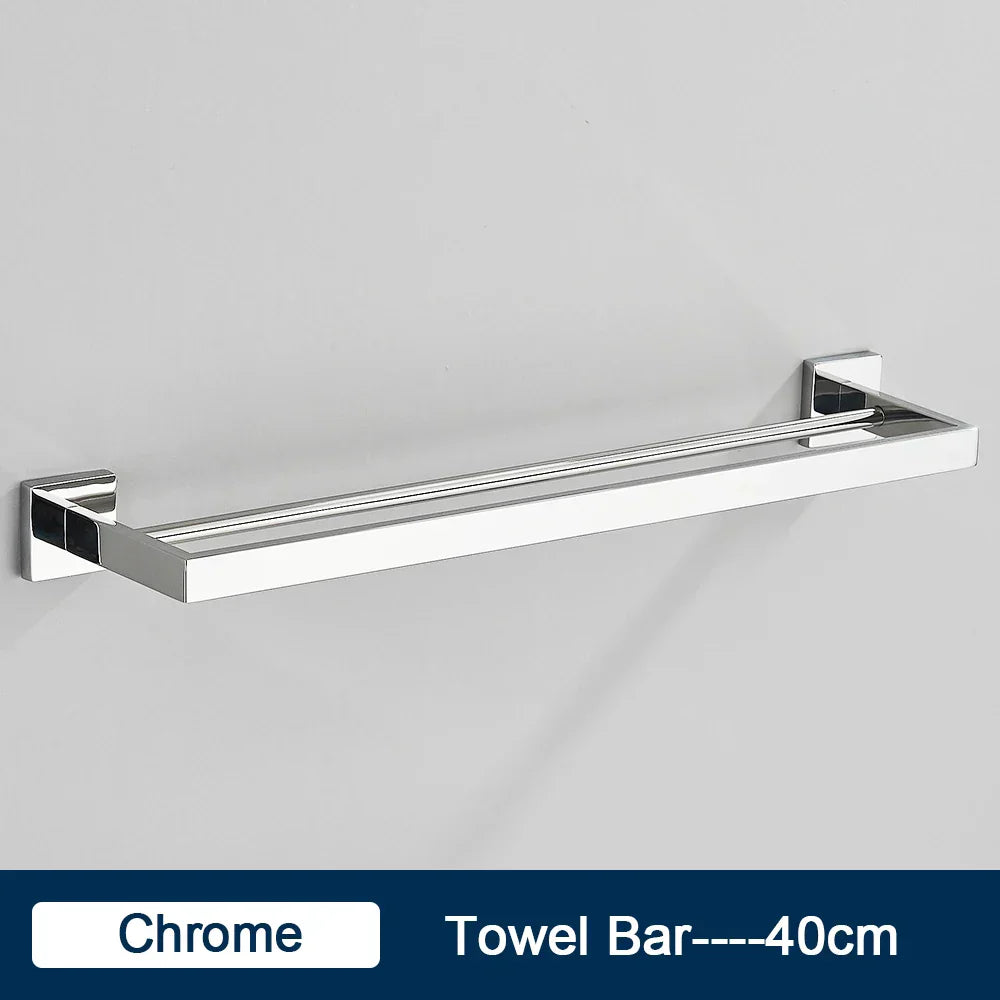 DecorBites™ Black Towel Rack Bar 40cm SUS304 Modern Gold Cloth Holder Wall Mounted