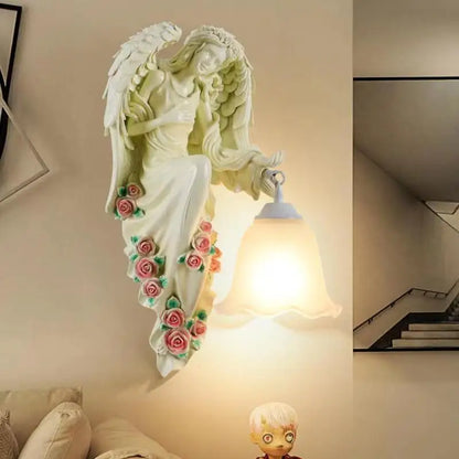 DecorBites™ Angel Indoor Wall Light LED Gold Resin Sconce for Home Decor