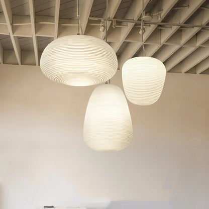 DecorBites™ Glass Whorls Cocoon Pendant Light - Milky White, Modern Hanging Lamp