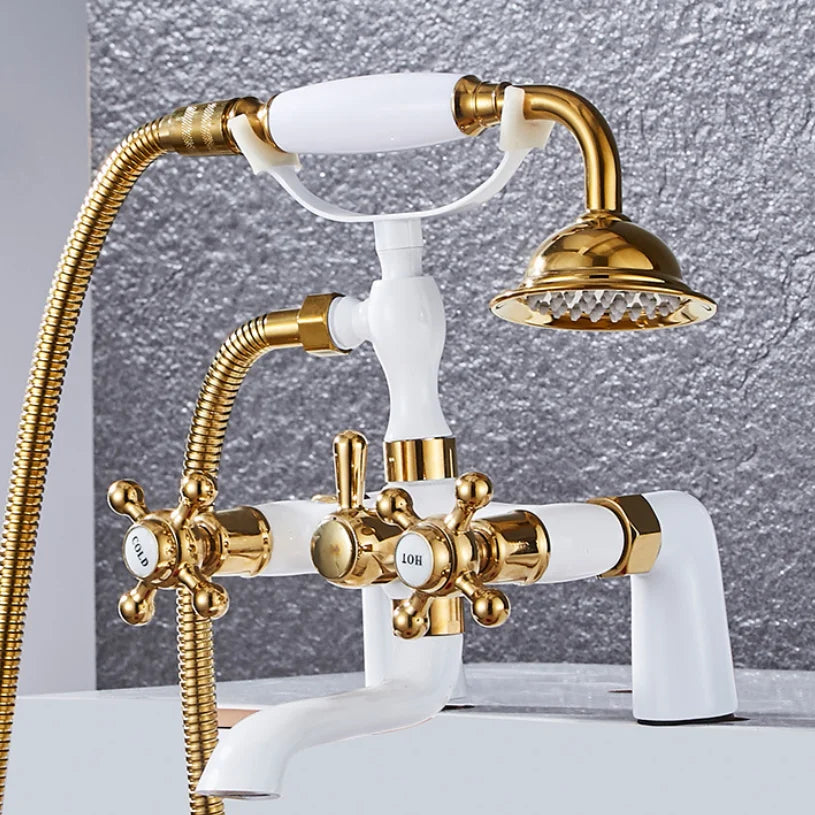 DecorBites™ Antique Chrome Bathtub Shower Mixer Faucet Tap Set for Bathroom