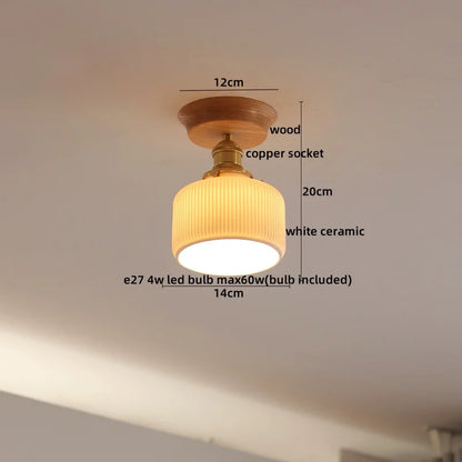 DecorBites™ Copper Wood LED Ceiling Lamp Ceramic Modern Ceiling Lights for Home Decor