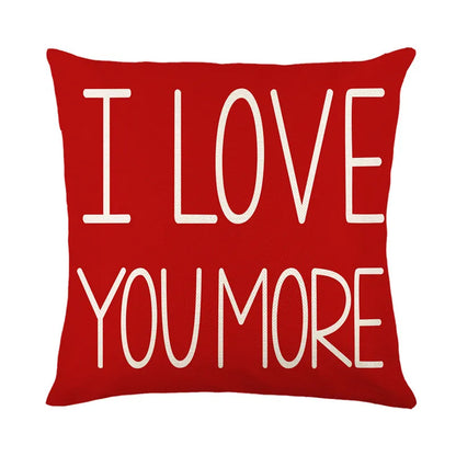 DecorBites™ Cartoon Cat Linen Pillowcase 45x45cm Couple Love Cushion Covers for Living Room