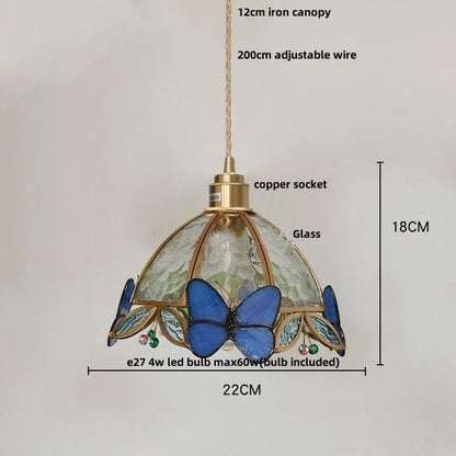 DecorBites™ Butterfly Pink LED Pendant Lamp Walnut Wood Glass Nordic Modern Home Decor