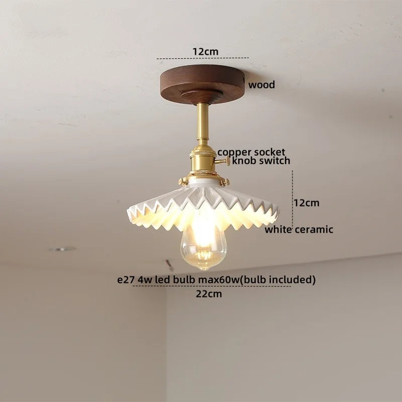 DecorBites™ Amber Glass Copper LED Ceiling Light Fixture for Modern Home Decor