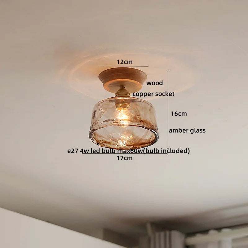 DecorBites™ Amber Glass LED Ceiling Lights Modern Decoration for Home Porch Restaurant