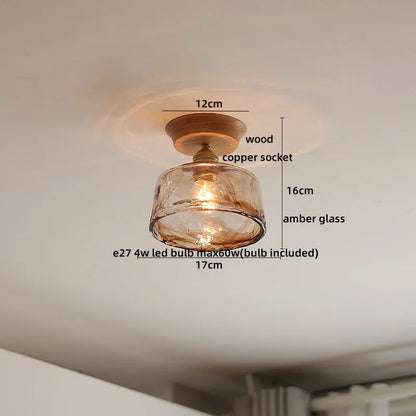 DecorBites™ Amber Glass LED Ceiling Lights Modern Decoration for Home Porch Restaurant