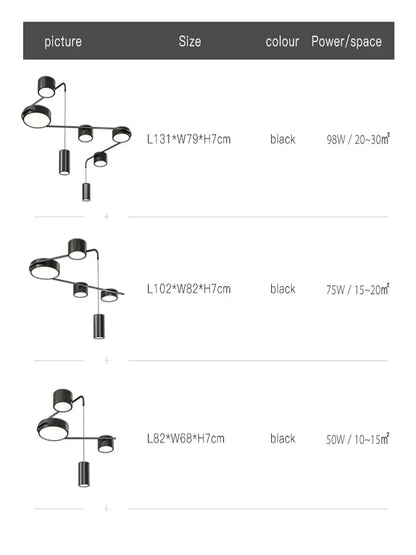 DecorBites™ Black LED Chandeliers for Living Dining Bedroom Hall Kitchen: Modern, Simple Indoor Lighting