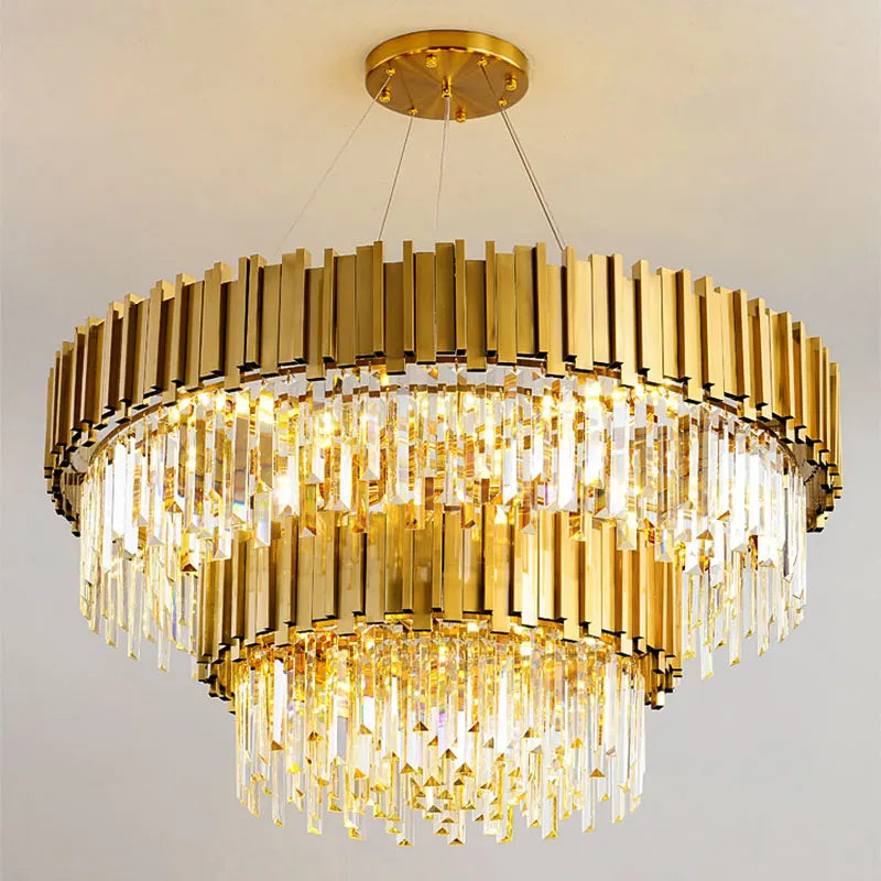 DecorBites™ Crystal Chandelier: Elegant Villa Pendant Lights for Living Room and Bedroom