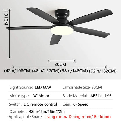 DecorBites™ 72" Low Floor Fan Light Chandelier 2023 Living Room Ceiling Fan Strong Winds