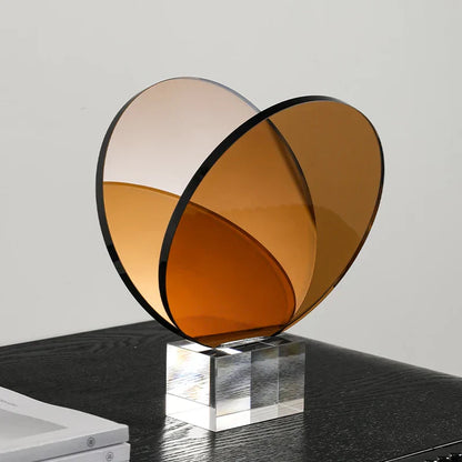 DecorBites™ Acrylic Crystal Bookshelf Magazine Rack Geometric Circular Ornaments Amber Figurines