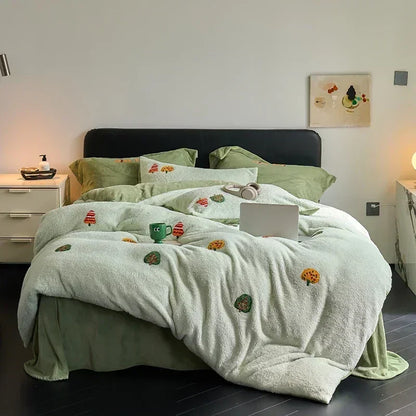 DecorBites™ Full Matte Ant Velvet Winter Duvet Set Queen Bedding Warmth Fluffy Blanket