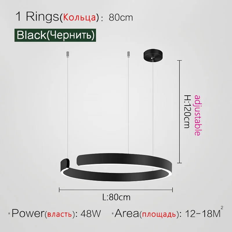 DecorBites™ LED Ring Chandelier for Home Decor - Modern Nordic Style Lighting