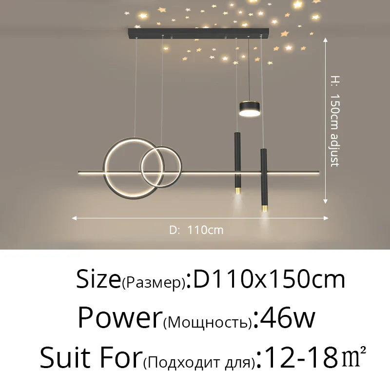 DecorBites™ Black Nordic Style LED Pendant Lights for Living Room Dining Room Lighting