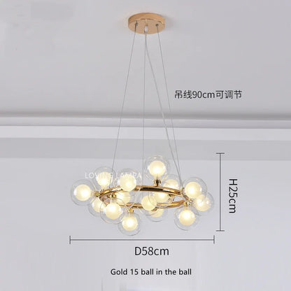 DecorBites™ Glass Ball LED Chandelier Pendant Lamp, Modern Round Design for Home Decor Lighting