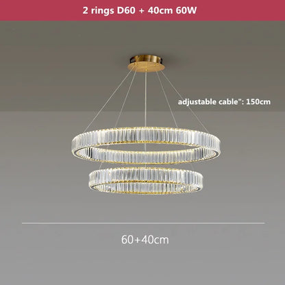 DecorBites™ Crystal LED Chandelier: Modern Steel Pendant Lighting for Luxurious Foyer Decor