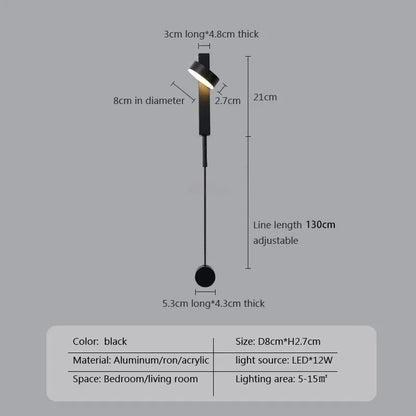 DecorBites™ Adjustable LED Wall Lamp Rotation Dimming Switch Indoor Sconce Lighting