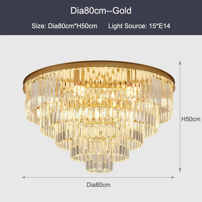 DecorBites™ Black Gold Crystal Ceiling Chandelier: Modern LED Pendant Light for Luxe Living Spaces