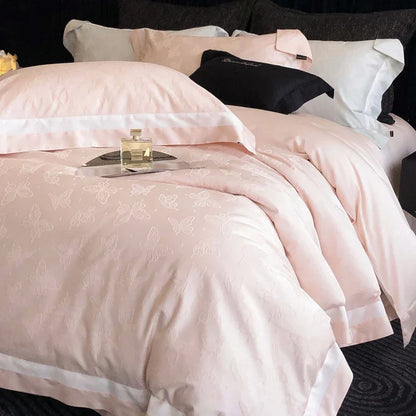 DecorBites™ Butterfly Jacquard Bedding Set - 4Pcs Brushed Lyocell Cotton Duvet Cover & Sheet