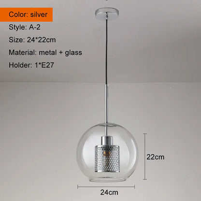 DecorBites™ Ball Glass Pendant Light Modern Kitchen Dining Living Room Fixture
