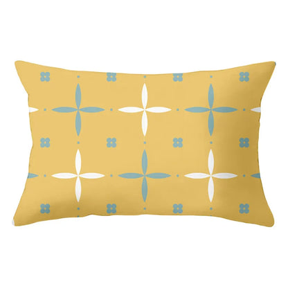 DecorBites™ Geometric Striped Curved Rectangle Pillowcase - Yellow Blue Sofa Throw Pillows