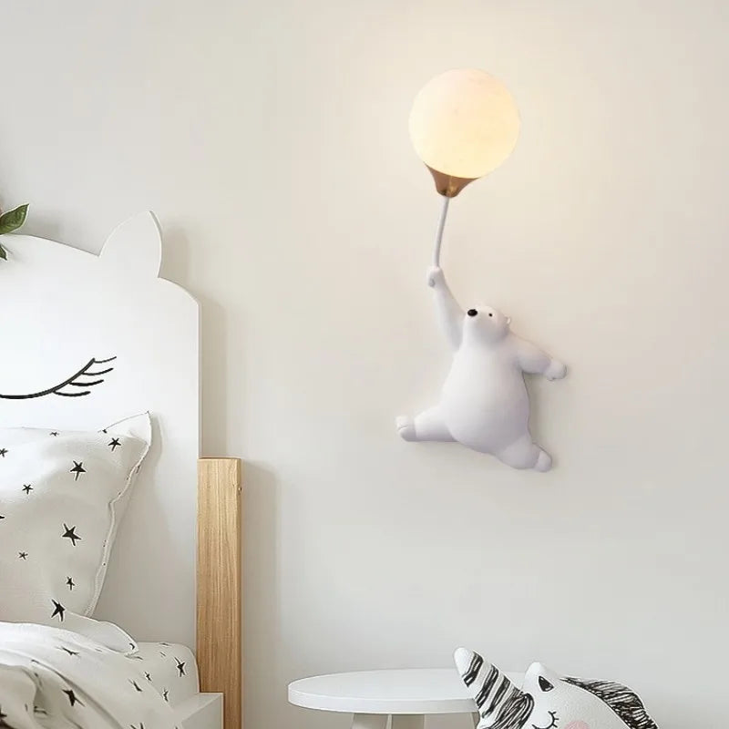 DecorBites™ Bear Night Light: Nordic Cartoon Moon Lamp for Kids Room Decor