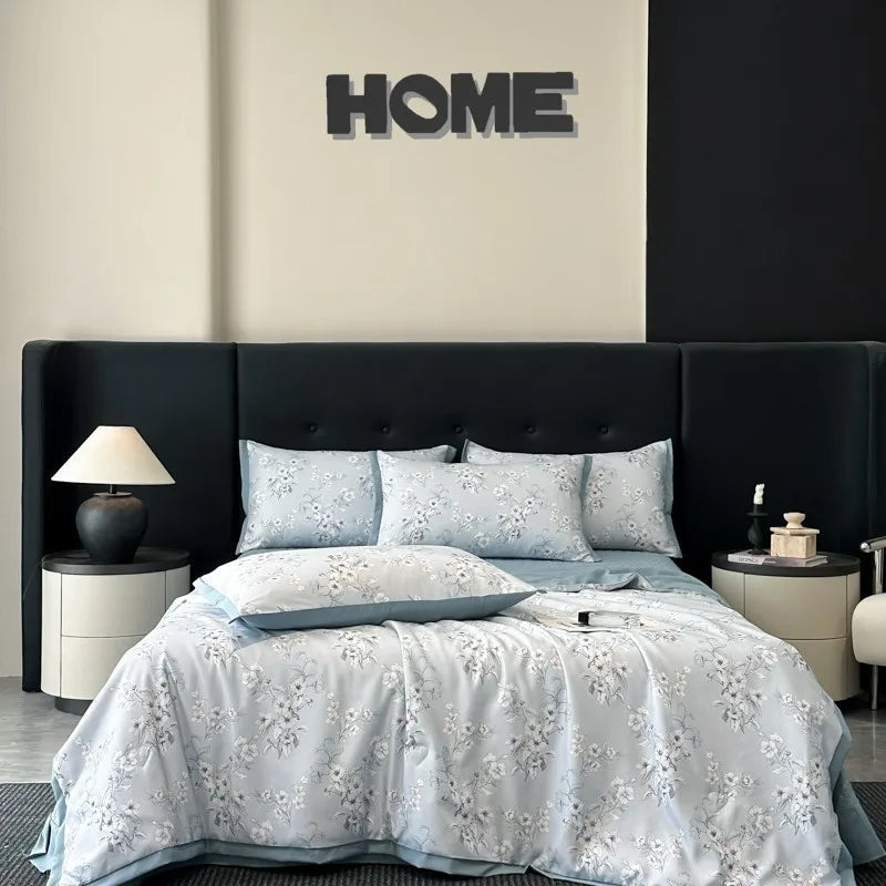 DecorBites™ Cool Silk Summer Quilt Set with Sheets & Pillowcases