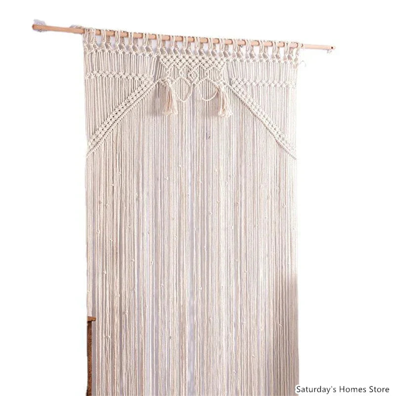 DecorBites™ Boho Macrame Tassel Curtain Tapestry for Wedding Décor & Window Treatment