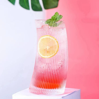 DecorBites™ 450ml/300ml Sail-Shaped Glass Cups | Elegant Glassware for Tea, Juice