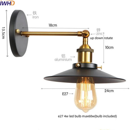 DecorBites™ Gold Industrial LED Wall Lamp for Loft Stair & Bedroom Lighting