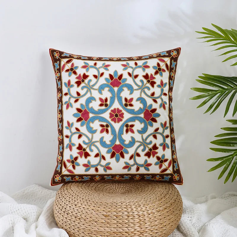 DecorBites™ Boho Farmhouse Floral Square Pillow Cover Set of 2