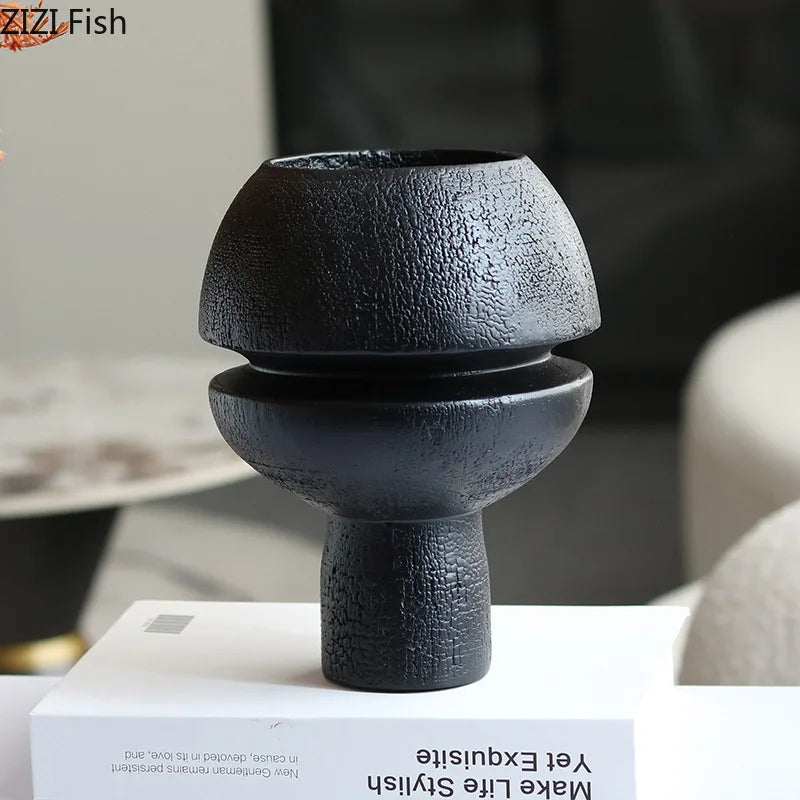 DecorBites™ Black Spherical Resin Sculpture Desk Decoration Abstract Art Aesthetic Ornament