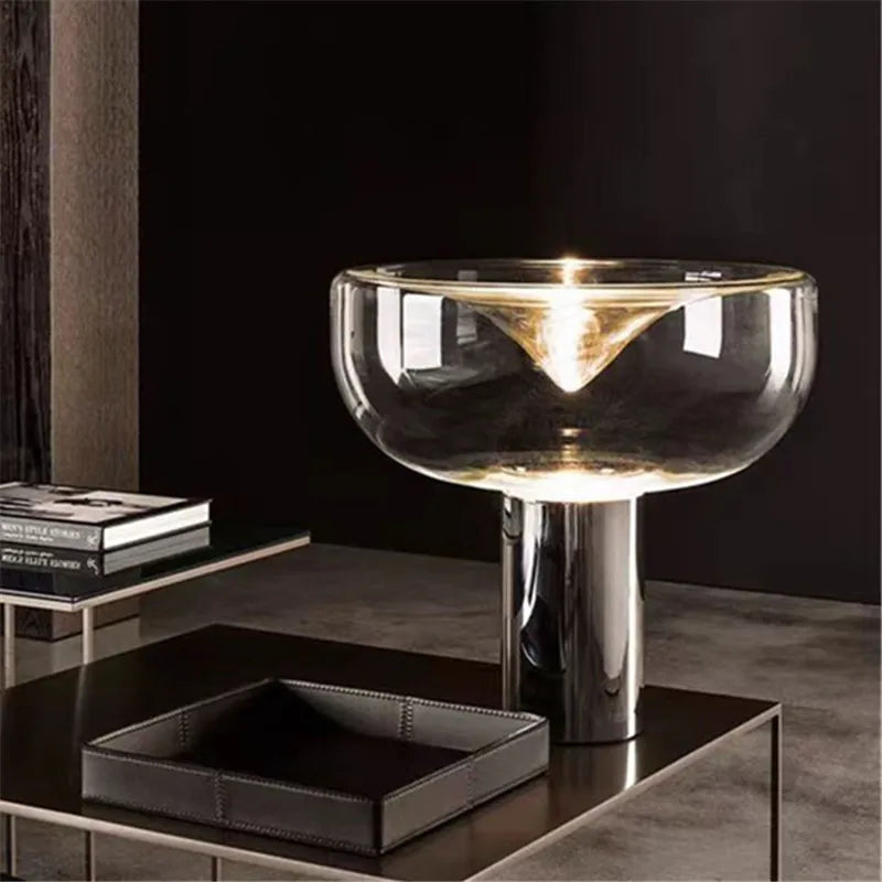 DecorBites™ Aella Table Lamp: Elegant Clear Glass Luxury Art Desk Lamp for Office, Bedroom, and Foyer