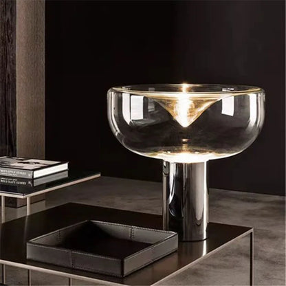 DecorBites™ Aella Table Lamp: Elegant Clear Glass Luxury Art Desk Lamp for Office, Bedroom, and Foyer