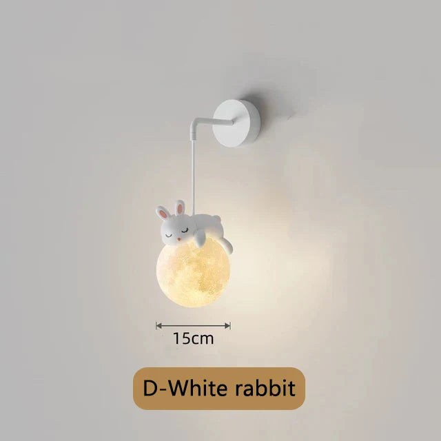 DecorBites™ Blue Pink Bear Wall Lamp for Kids Bedroom, 3D Moon Lighting, G9 Bulb