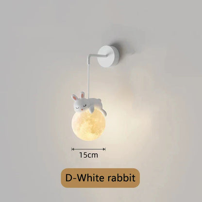 DecorBites™ Blue Pink Bear Wall Lamp for Kids Bedroom, 3D Moon Lighting, G9 Bulb