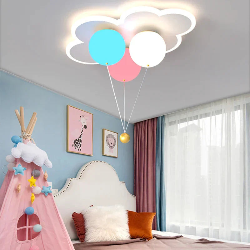 ™ Kids Ceiling Chandelier - Colorful Acrylic Ballon White Pink Lamps with Remote Control
