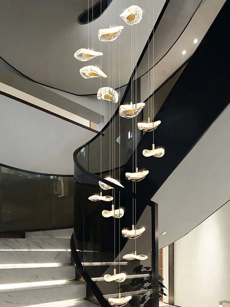 DecorBites™ Crystal Glass Staircase Chandelier: Modern Nordic Luxury Living Room Lighting